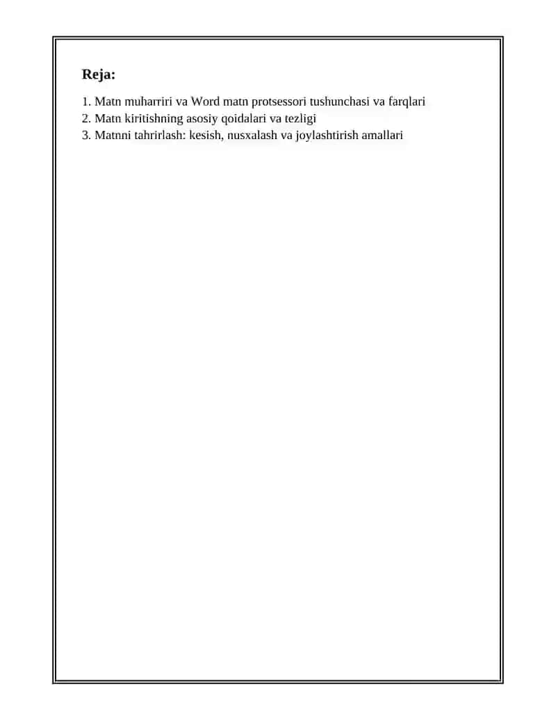 MATN MUHARRIRI VA WORD MATN PROSESSORI 2