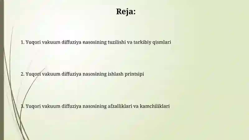 Yuqori vaakumli purkalovchi diffuzion nasosini oʻrganish 2