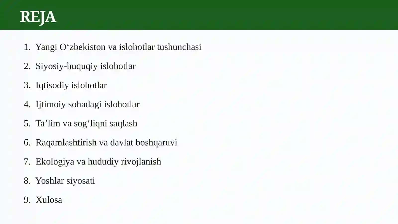Yangi O‘zbekistonda amalga oshirilayotgan islohotlar 2