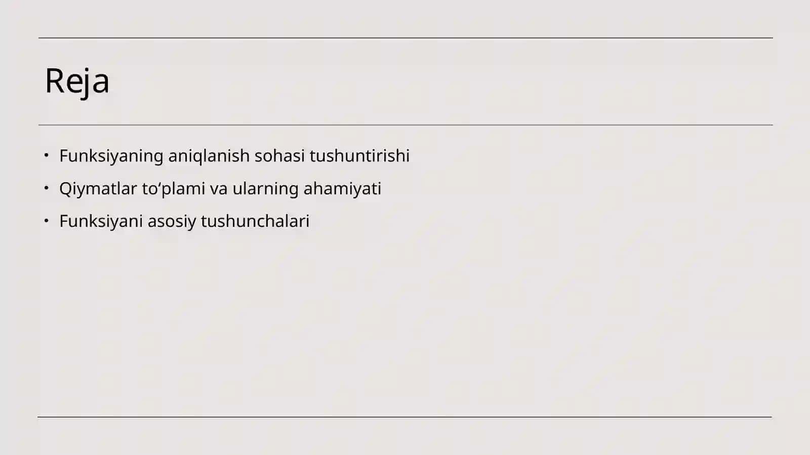 Funksiyaning aniqlanish sohasi va qiymatlar toʻplami 2