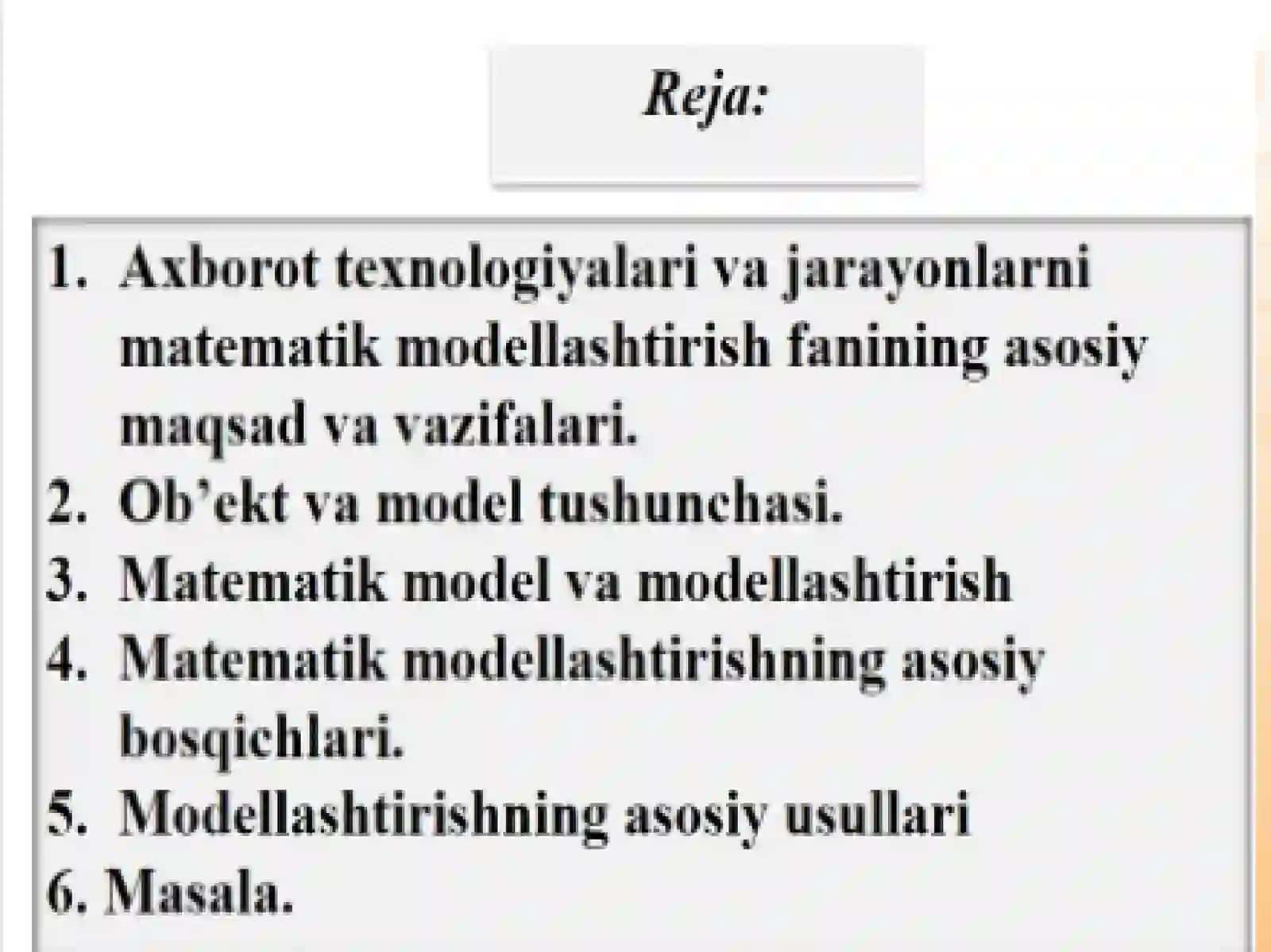 MATEMATIK MODELLASHTIRISH, SONLI TAHLIL USULLARINI TIZIMLARDA AMALGA OSHIRISH. HISOBLIEKSPERIMENTI 2