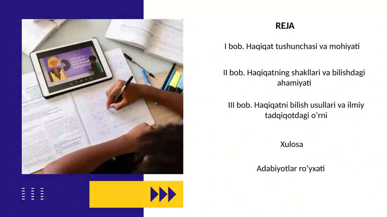 «Haqiqat va uning bilishdagi o‘rni» 2
