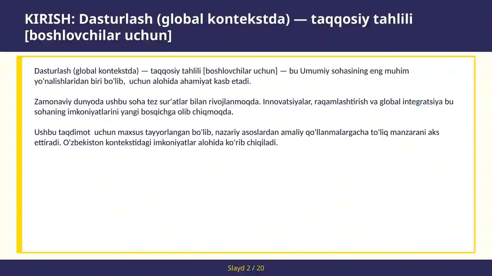 Dasturlash (GLOBAL KONTEKSTDA) — TAQQOSIY TAHLILI [BOSHLOVCHILAR UCHUN] 2