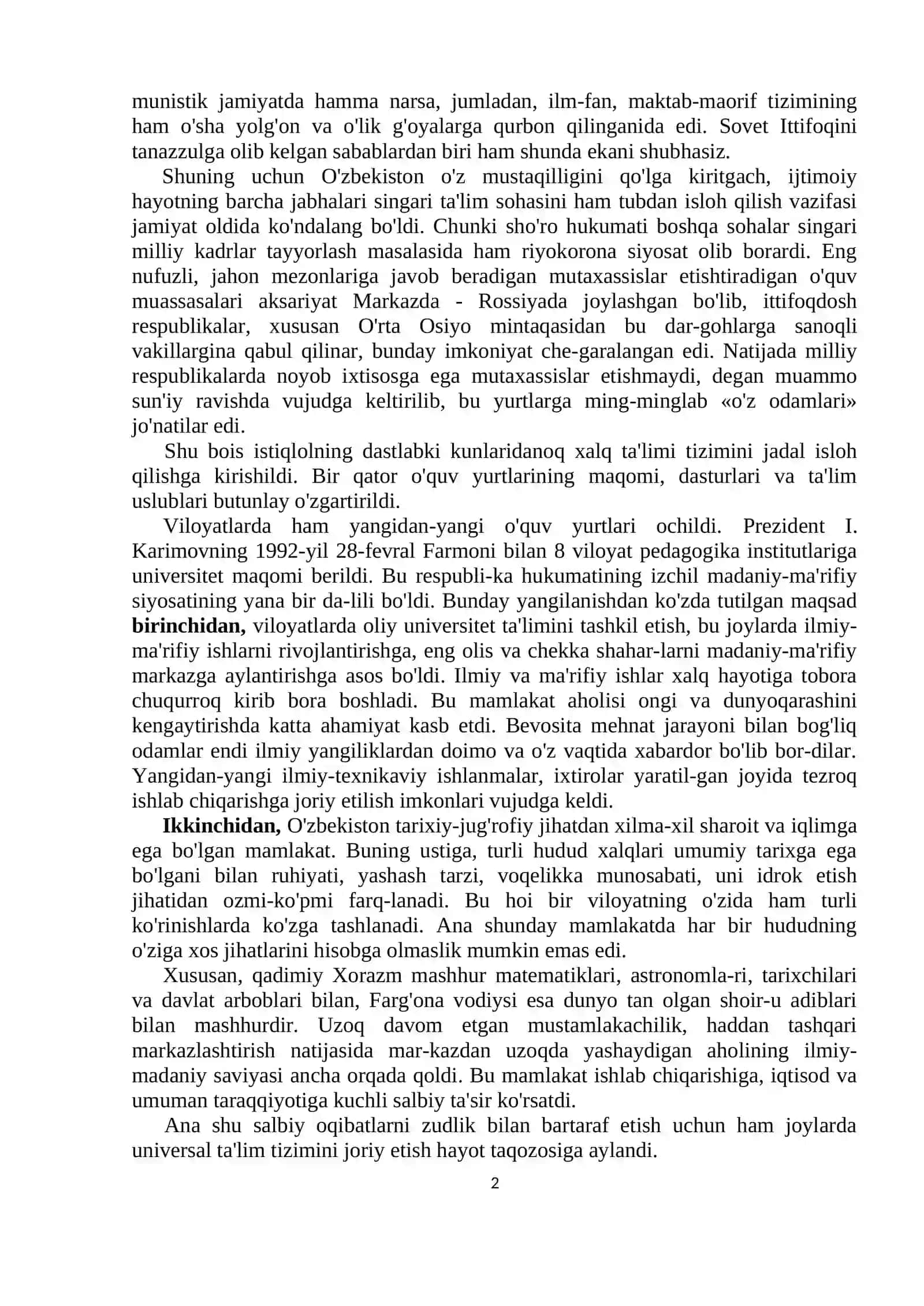 Ta'lim to'g'risida Qonun 2