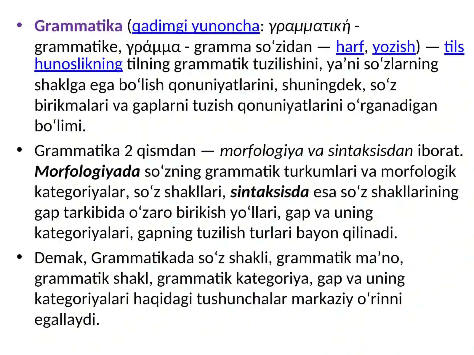 Grammatika.Morfologiya. So‘z turkumlari, ularning tasnifi 2