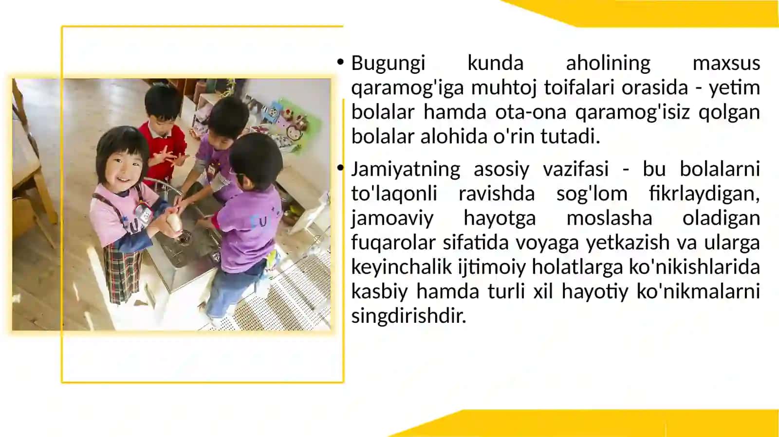 Institutsional muassasalarda tarbiyalanayotgan yetim va ota-ona qaramog’isiz qolgan bolalarning ijtimoiy-psixologik muammolari 2