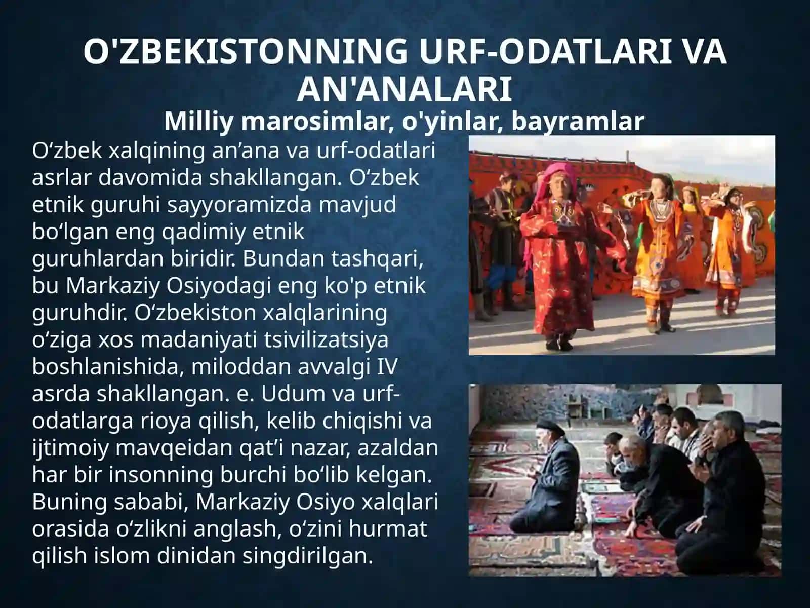 O'zbekistonning urf-odatlari va an'analari 2