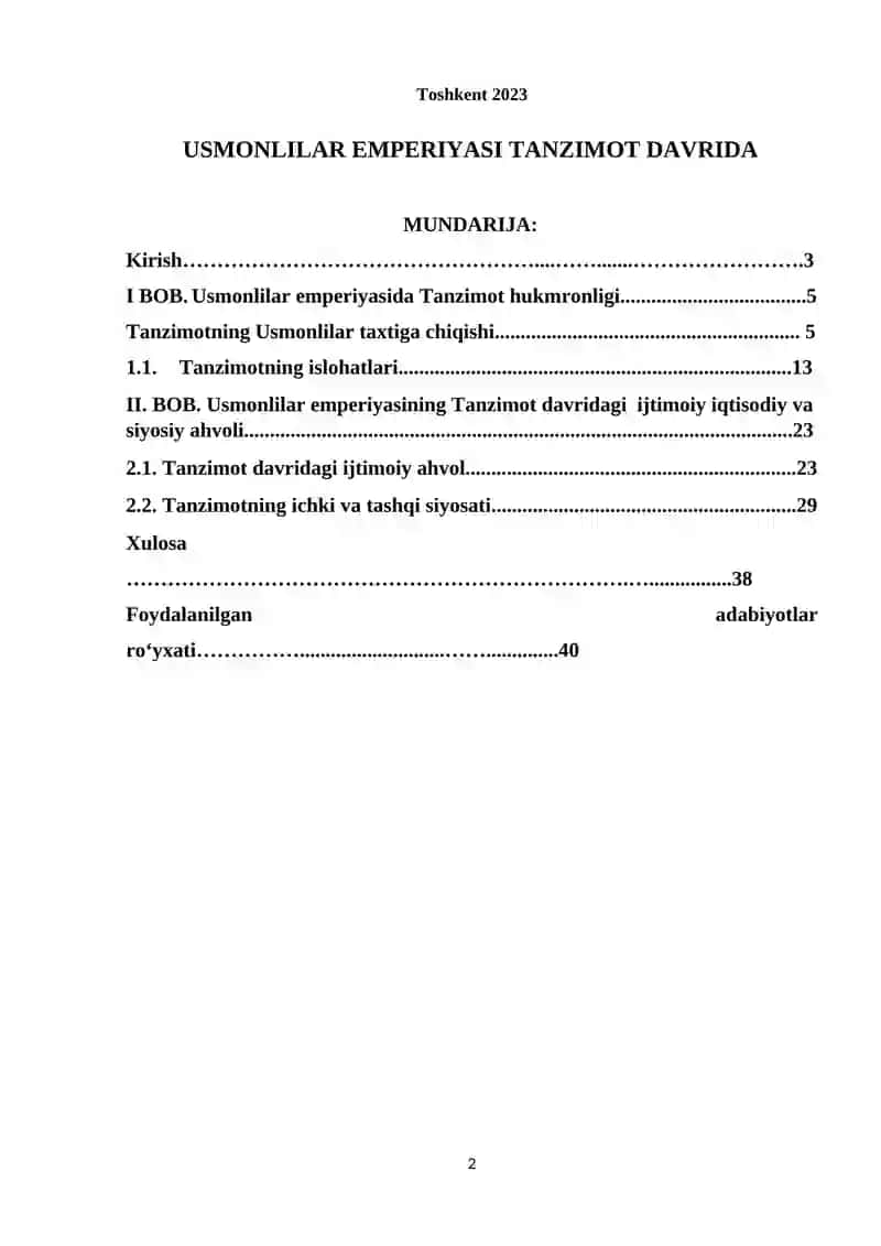 USMONLILAR EMPERIYASI TANZIMOT DAVRIDA 2