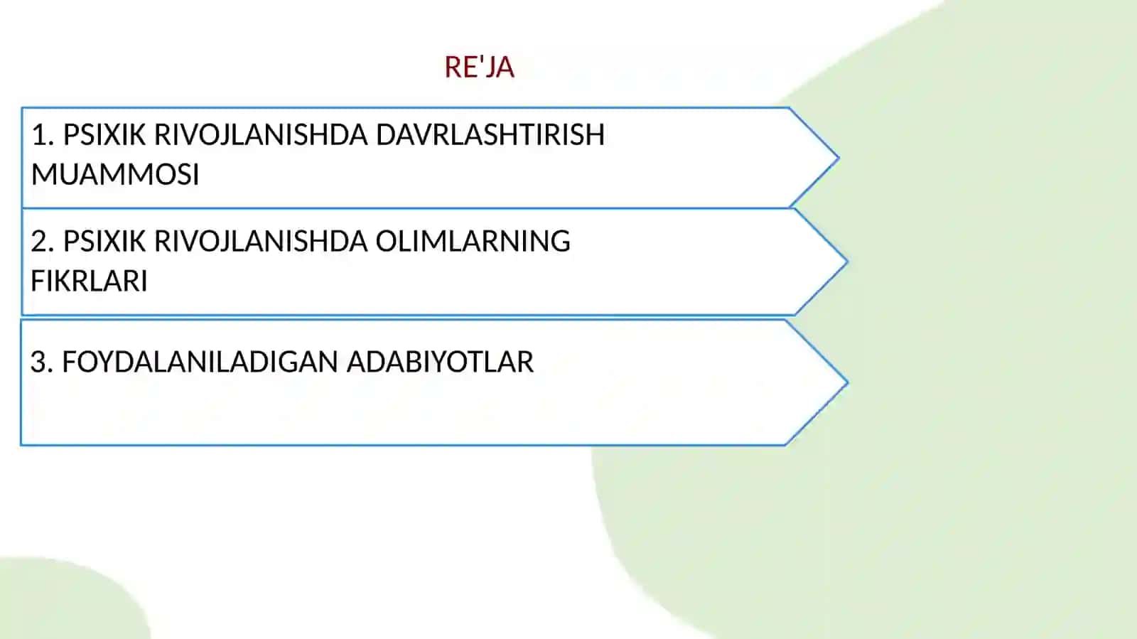 RIVOJLANISH PSIXOLOGIYASIDA DAVRLASHTIRISH MUAMMOSI 2