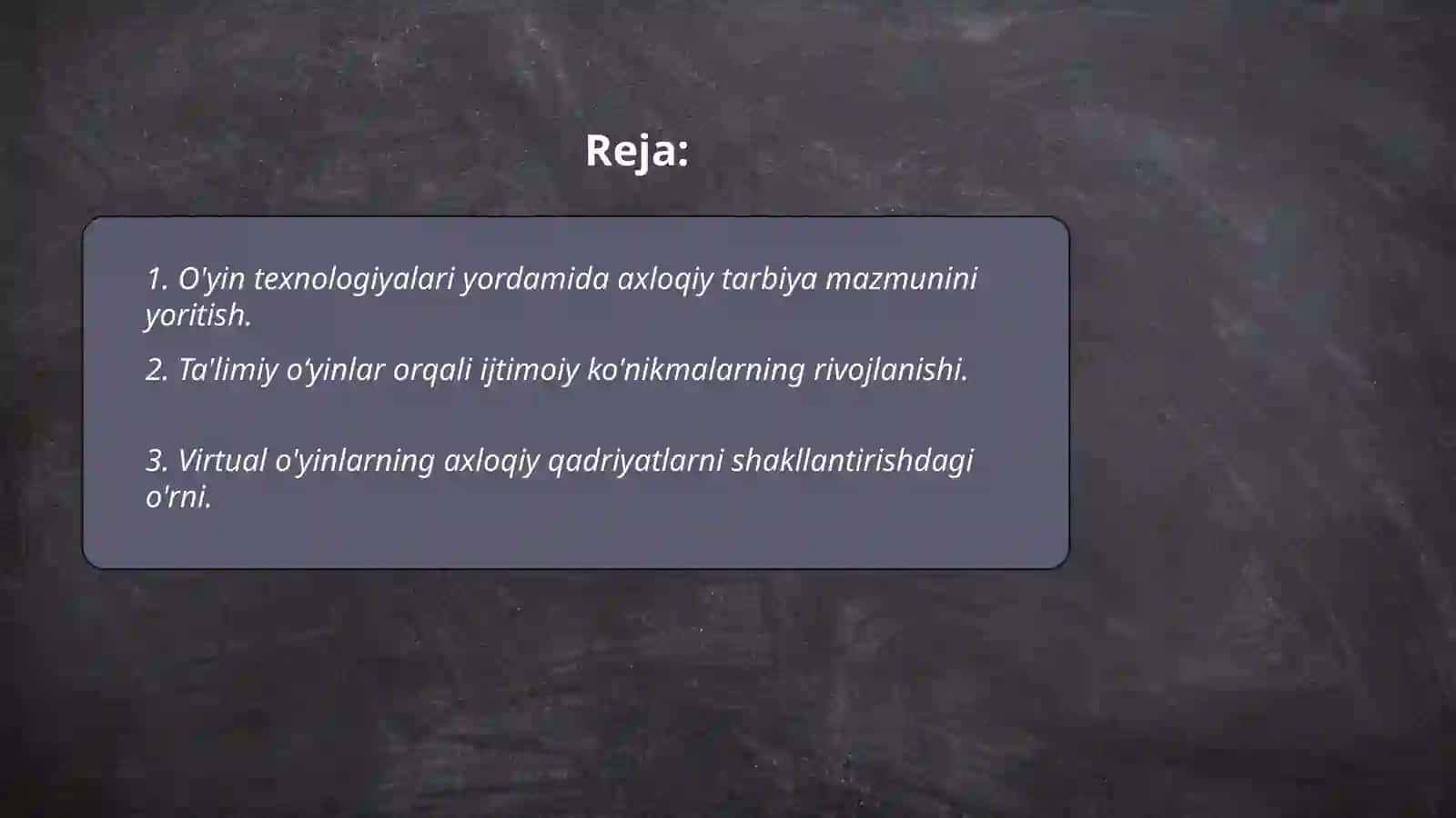 O'yinli texnologiyalar va Tarbiya fanini oʻqitish 2