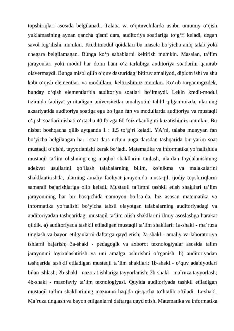 Kredit-modul tizimi va talabaning mustaqil ishi 2