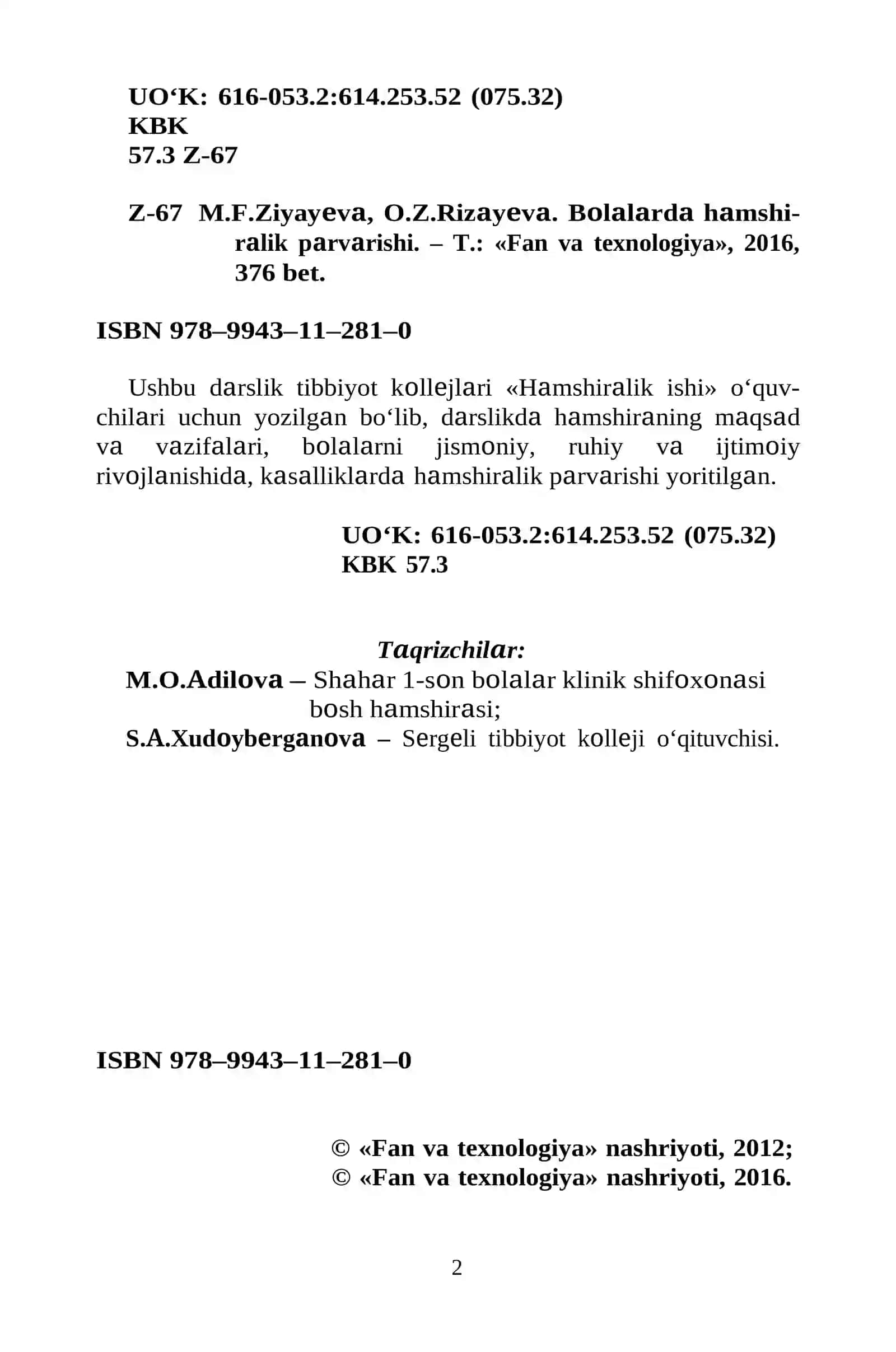 BOLALARDA HAMSHIRALIK PARVARISHI 2