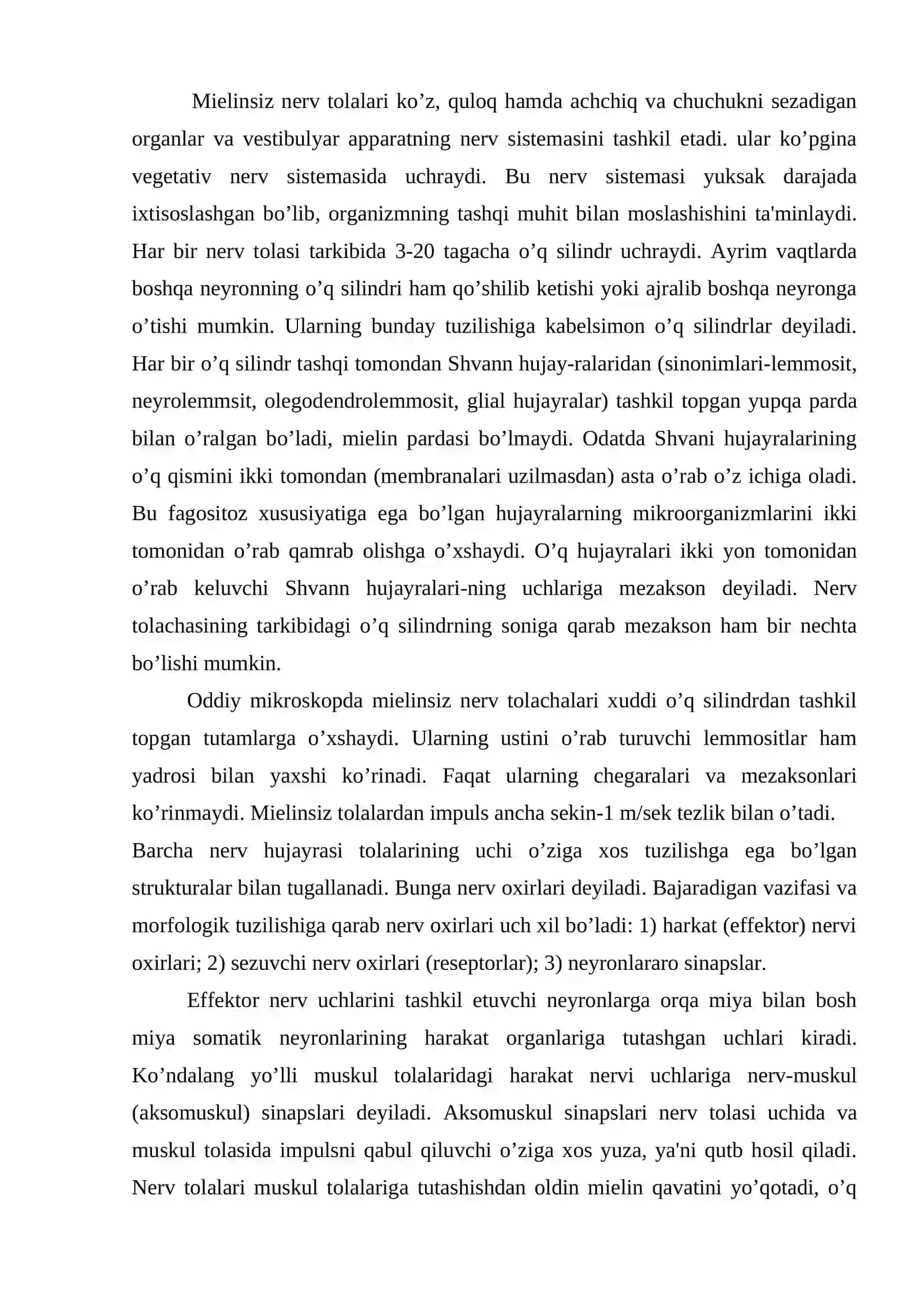 Nerv hujayralari tuzilishi 2