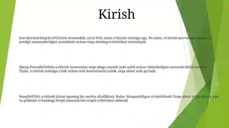 YongʻIn OʻChirish Avtomobilini Belgilanish Tizimi 2