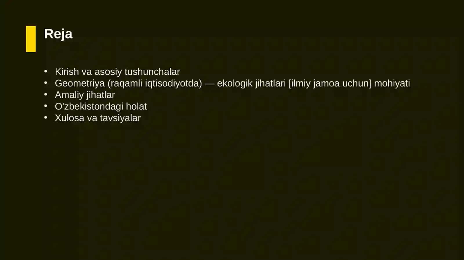 Geometriya (raqamli iqtisodiyotda) — ekologik jihatlari [ilmiy jamoa uchun] 2