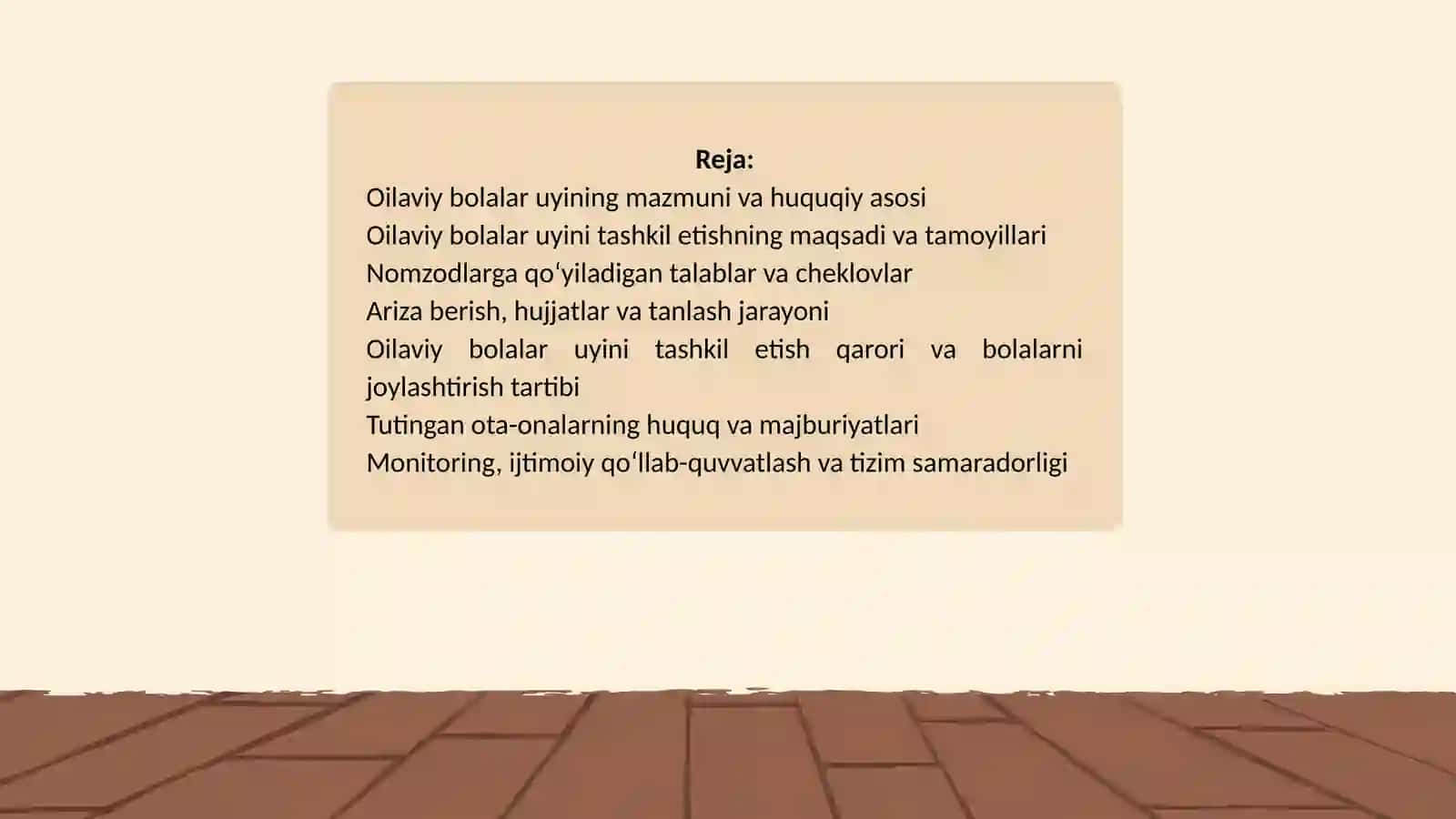 Oilaviy bollar uyini tashkil etish tartibi va shartlari 2