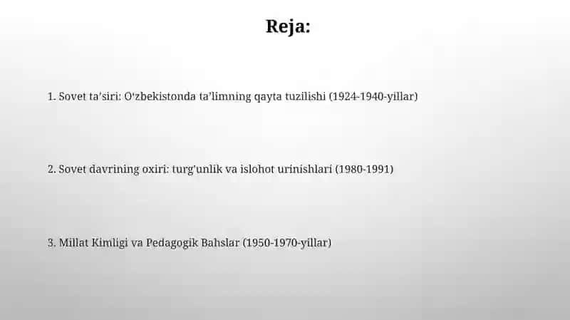Pedagogika va ta'lim tuzilmalari 1924-1991 2