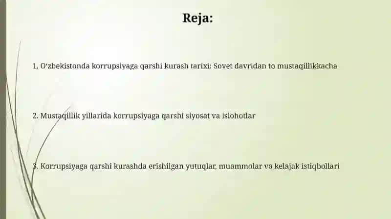 O'zbekistonda korrupsiyaga kurshish tarixi 2