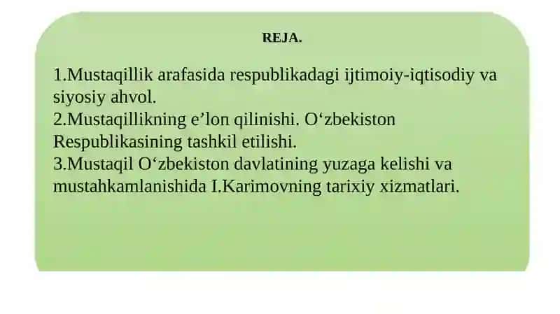 MUSTAQIL O‘ZBEKISTON RESPUBLIKASINING TASHKIL TOPISHI VA UNING TARIXIY AHAMIYATI 2