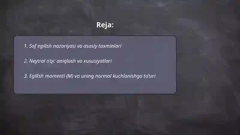 Sof egilishda normal kuchlanishni aniqlash 2
