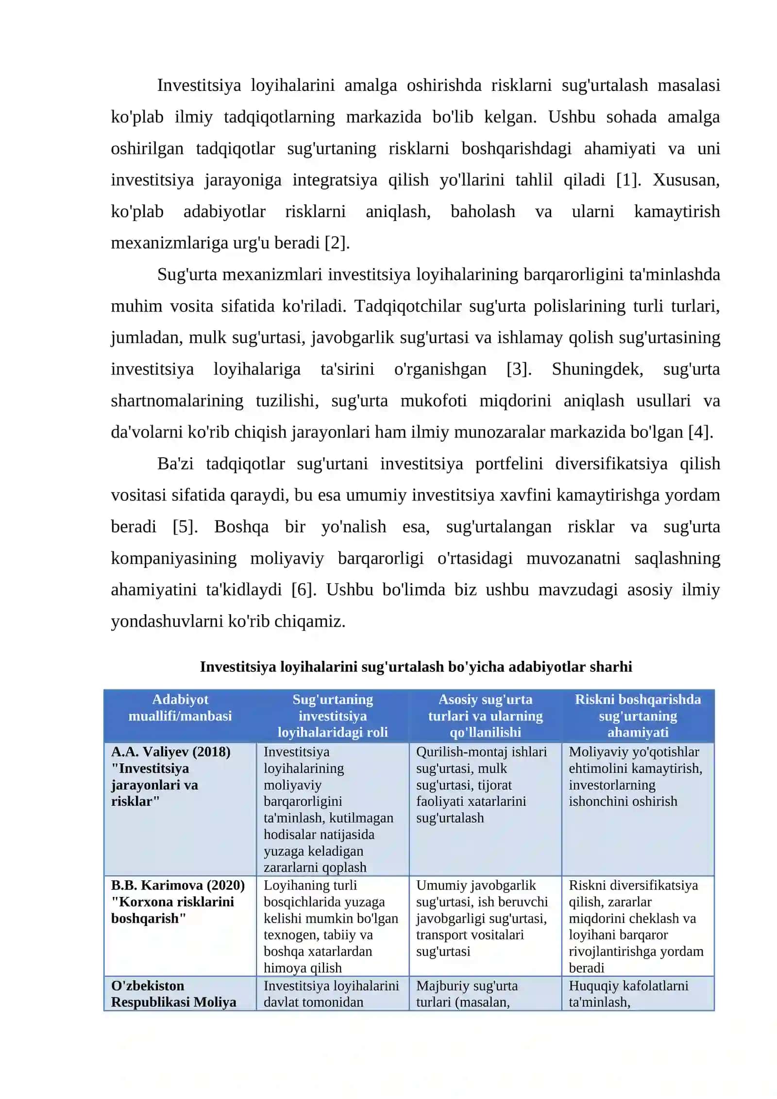 INVESTITSIYA LOYIHALARINI AMALGA OSHIRISHDA RISKLARNI SUG'URTALASH 2