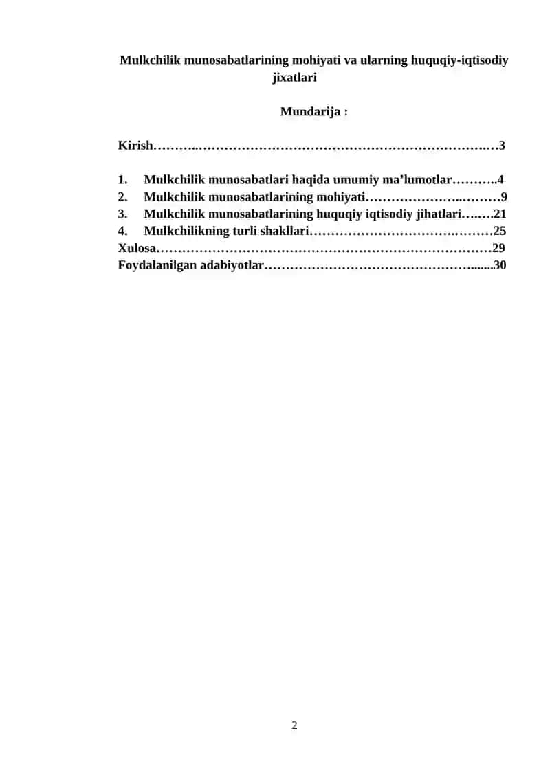 Mulkchilik munosabatlari va ularning huquqiy-iqtisodiy jixatlari 2