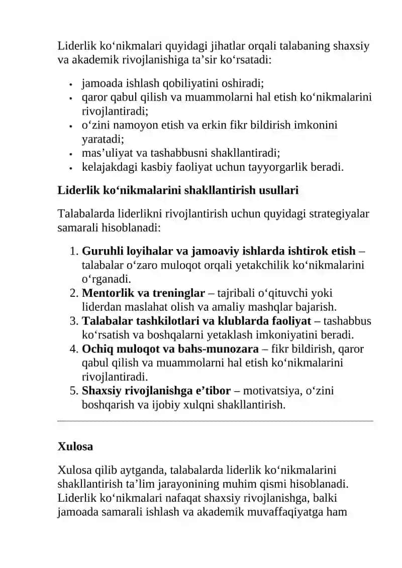 Talabalarda liderlik ko‘nikmalarini shakllantirish 2