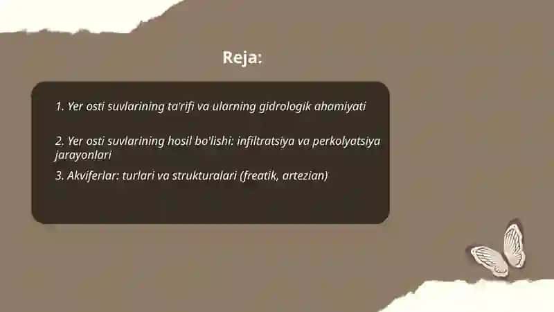 Yer osti suvlari va ularning gidrologik ahamiyati 2