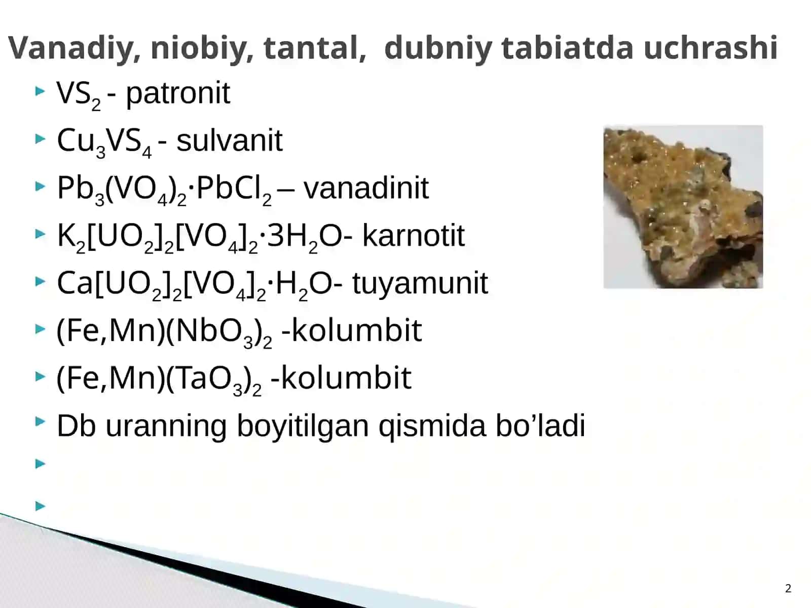 Davriy sistemaning  VB guruh elementlari 2