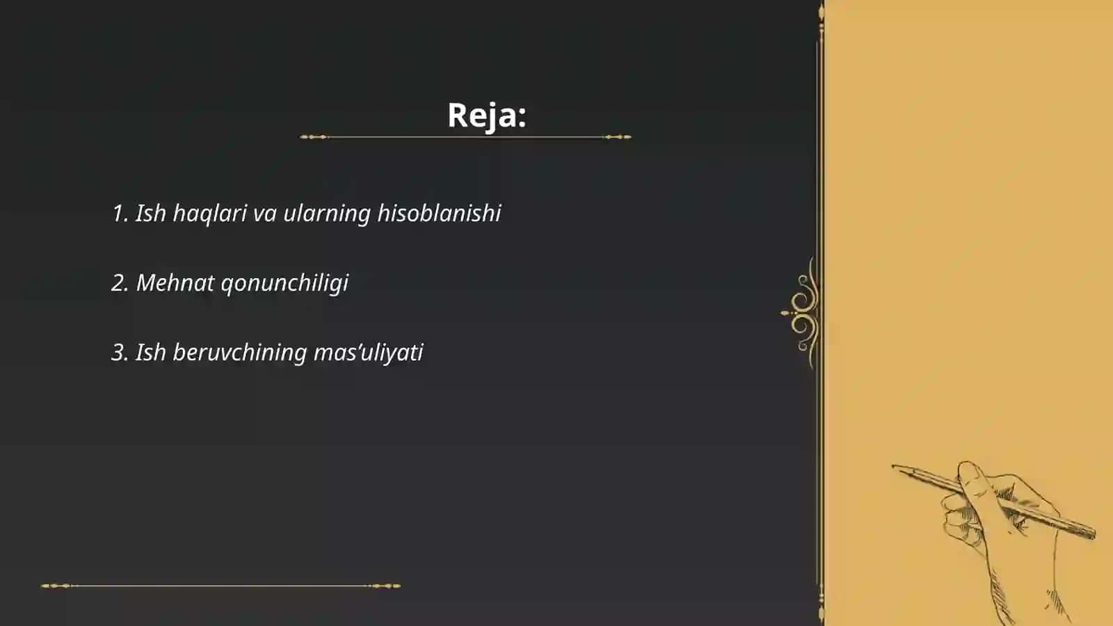 Ish haqi va mehnat munosabatlari 2