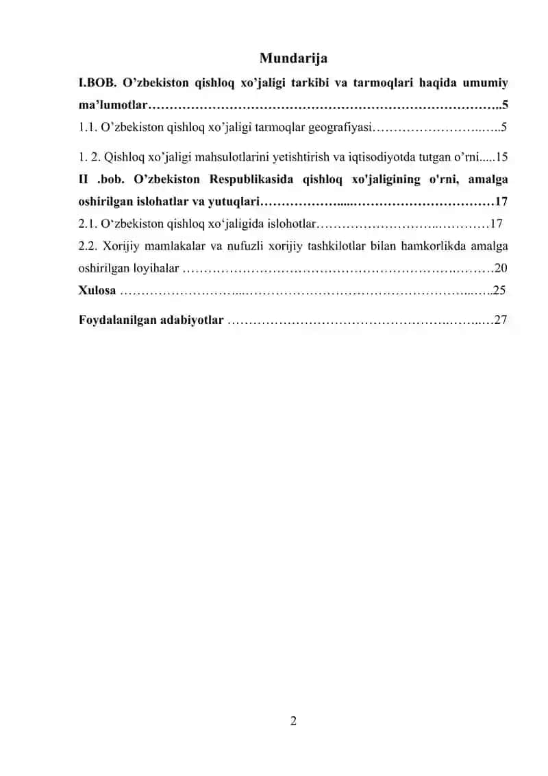 O’ZBEKISTON QISHLOQ XO’JALIGI 2