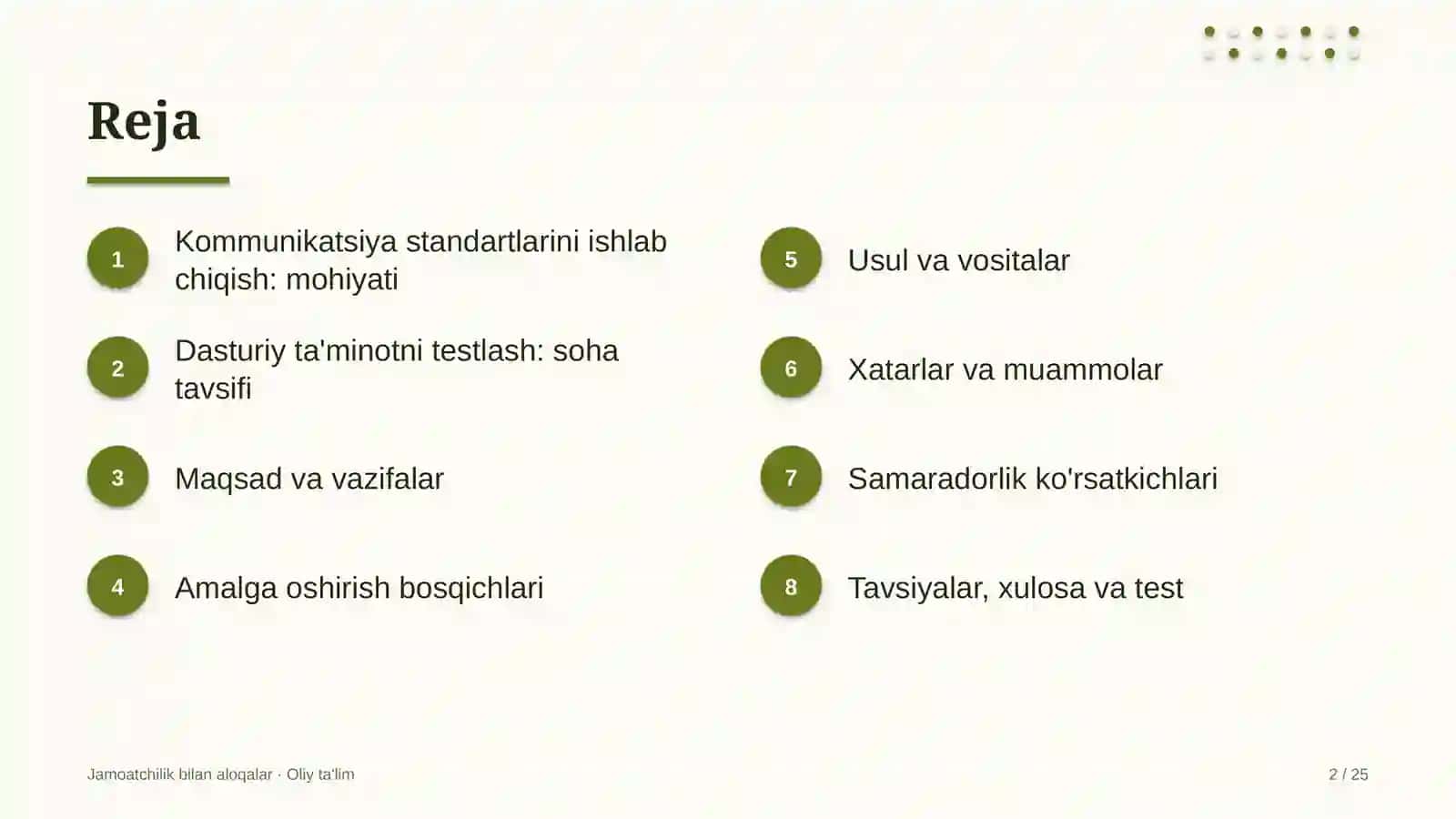 dasturiy ta'minotni testlash sohasida korporativ kommunikatsiya standartlarini ishlab chiqish 9764 2