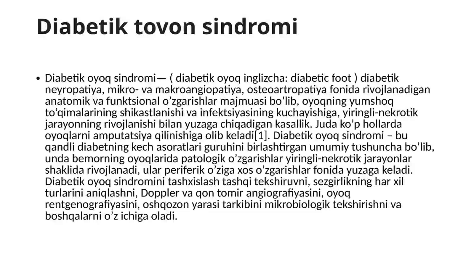 Deabetologiya fanidan Tayorlagan MUSTAQIL ISHI 2