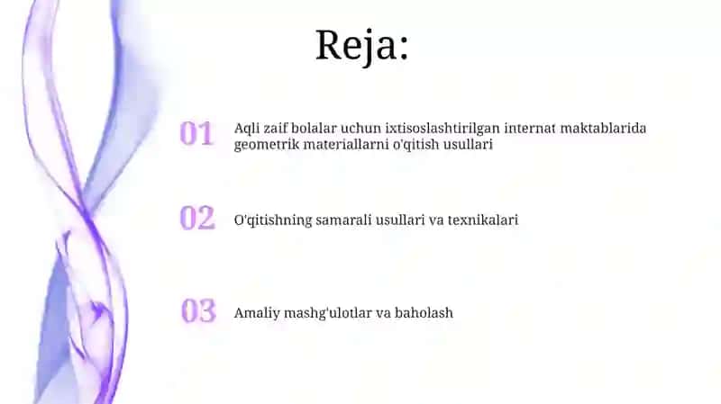 Geometrik materiallarni o'qitish metodikasi 2
