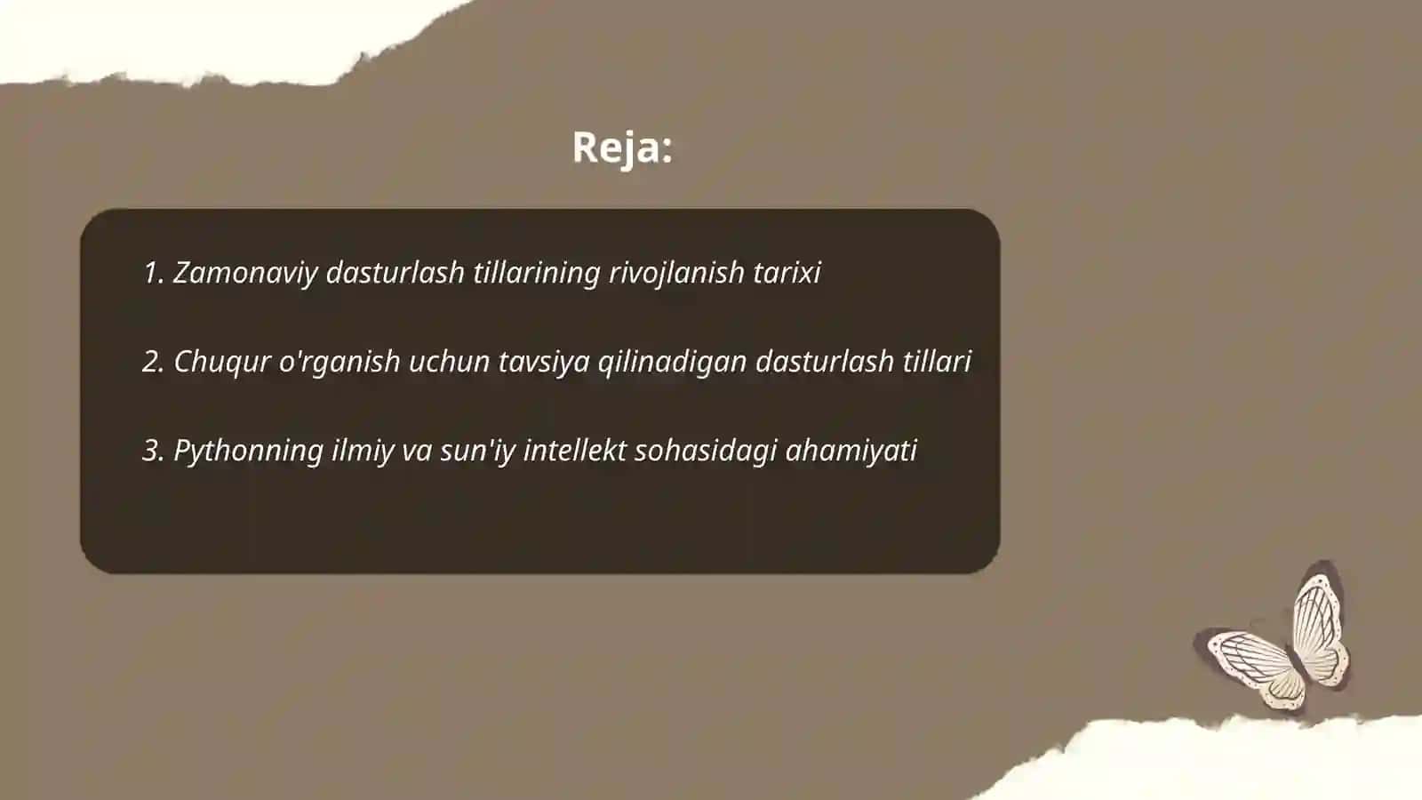 Zamonaviy dasturlash tillari. Dasturlash muhitlari 2