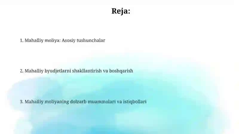 Mahalliy moliya 2