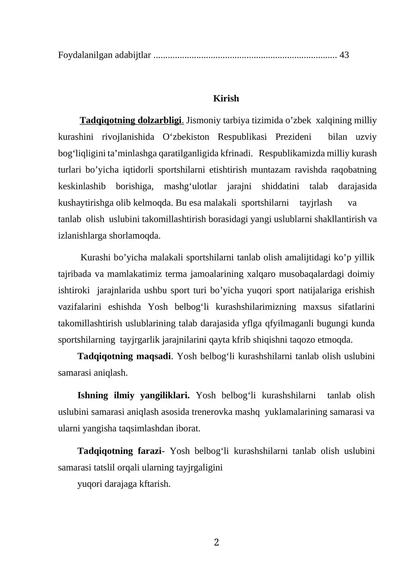 YOSH BELBOG'LI KURASHCHILARNI TANLAB OLISH SAMARADORLIGINI OSHIRISH USULLARI 2