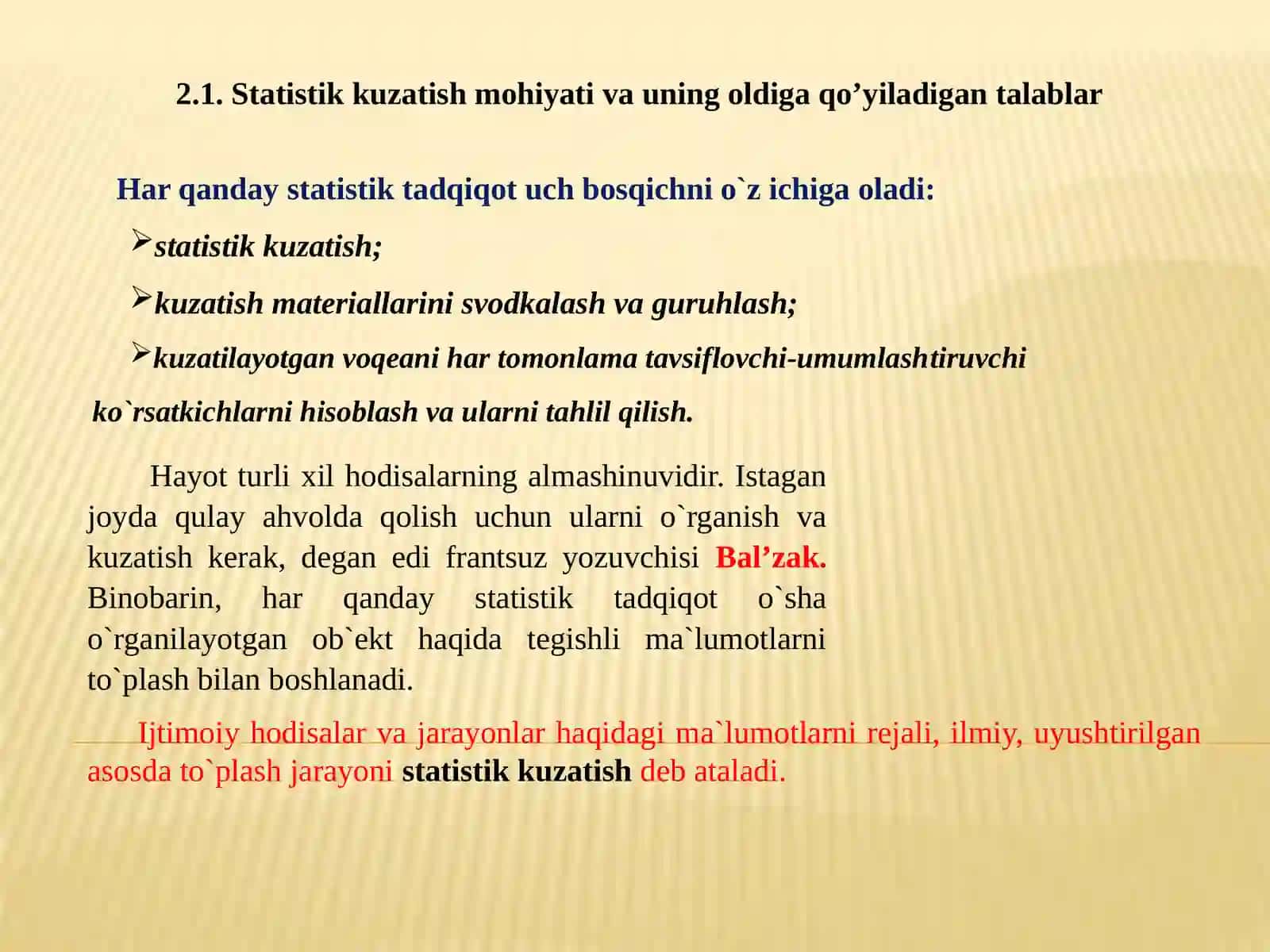 Statistik kuzatish uslubiyati 2