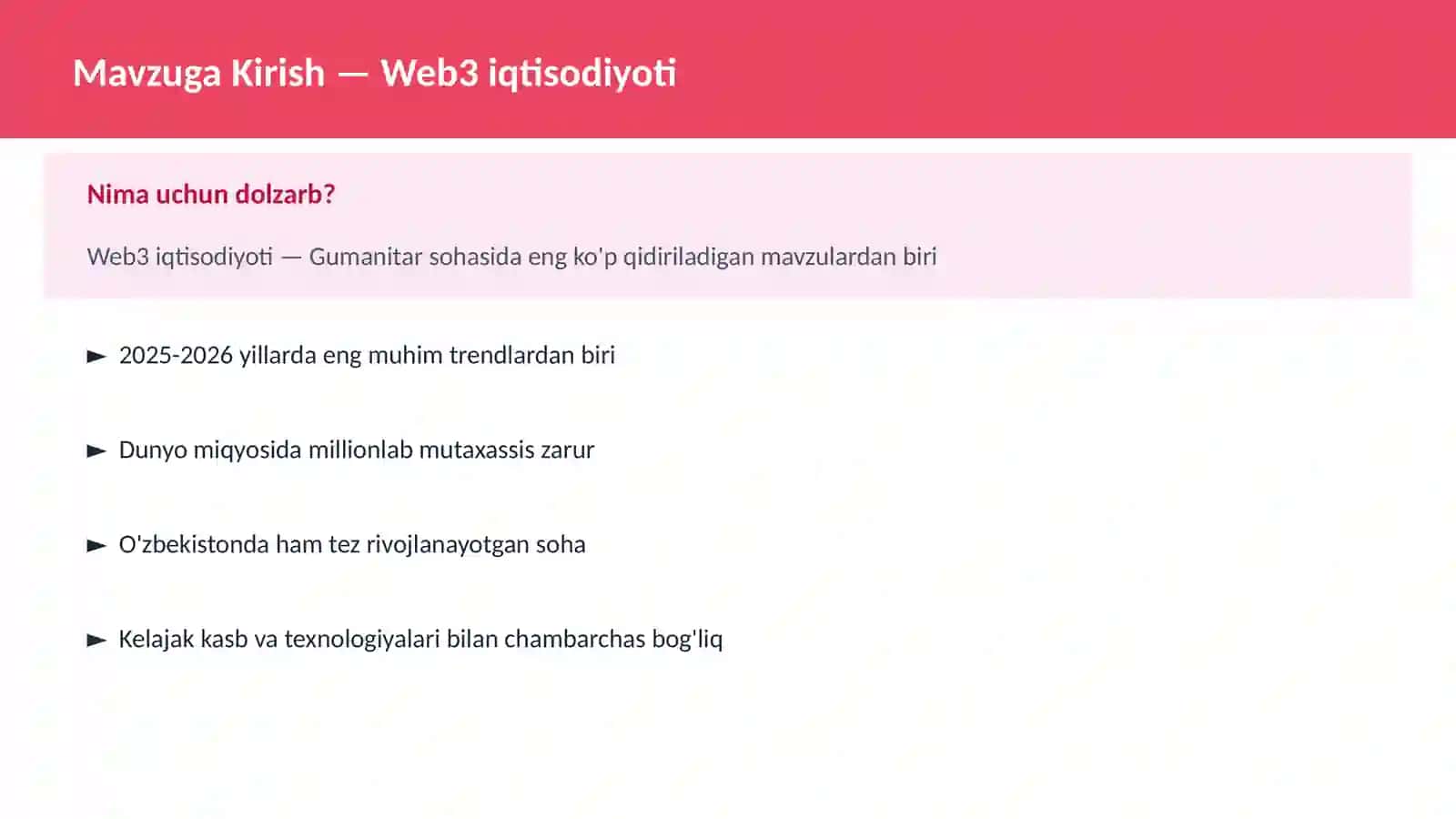 Web3 iqtisodiyoti 2