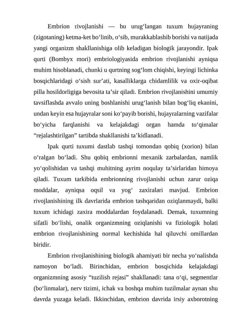 Embrion rivojlanishi 2