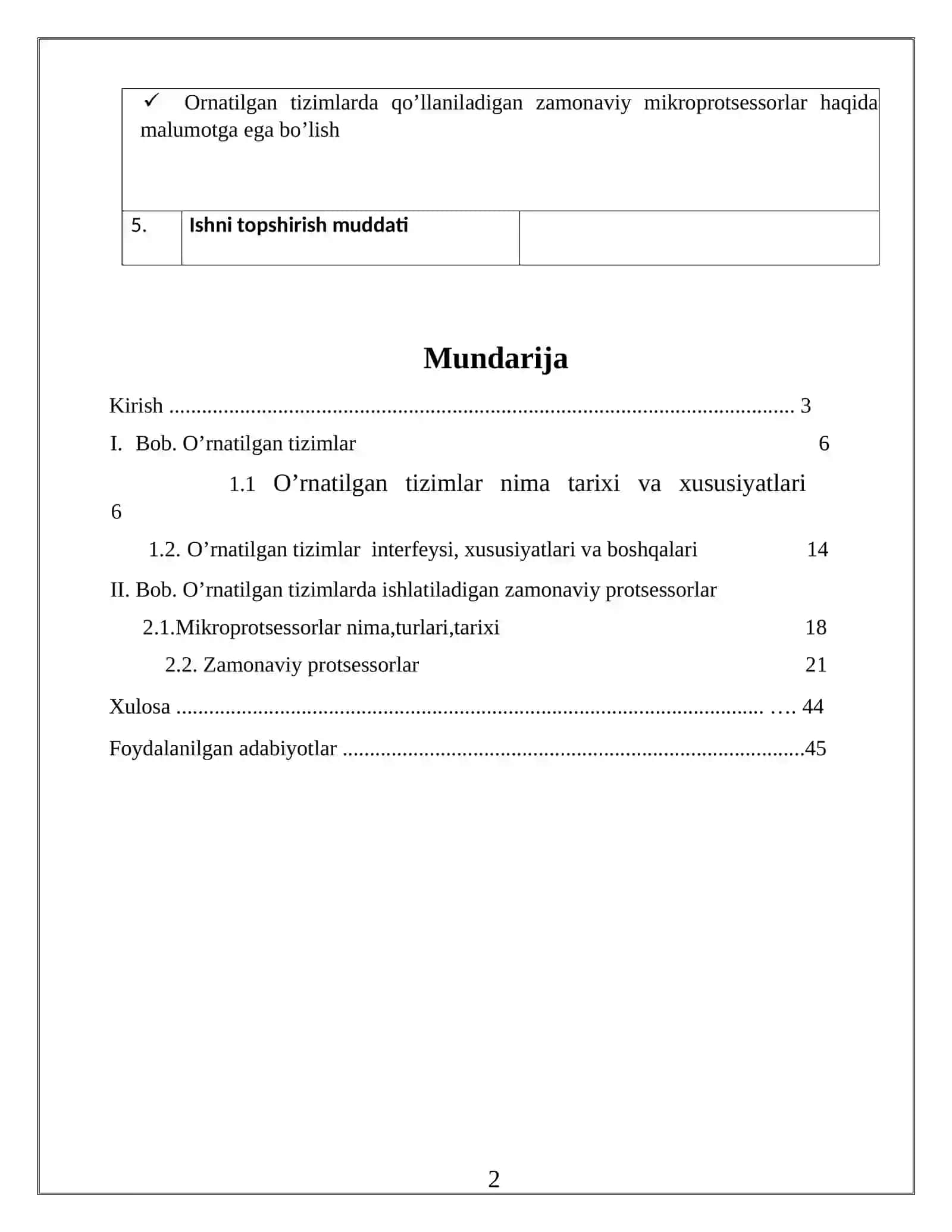 O'rnatilgan tizimlarda qo'llaniladigan zamonaviy protsessorlar 2