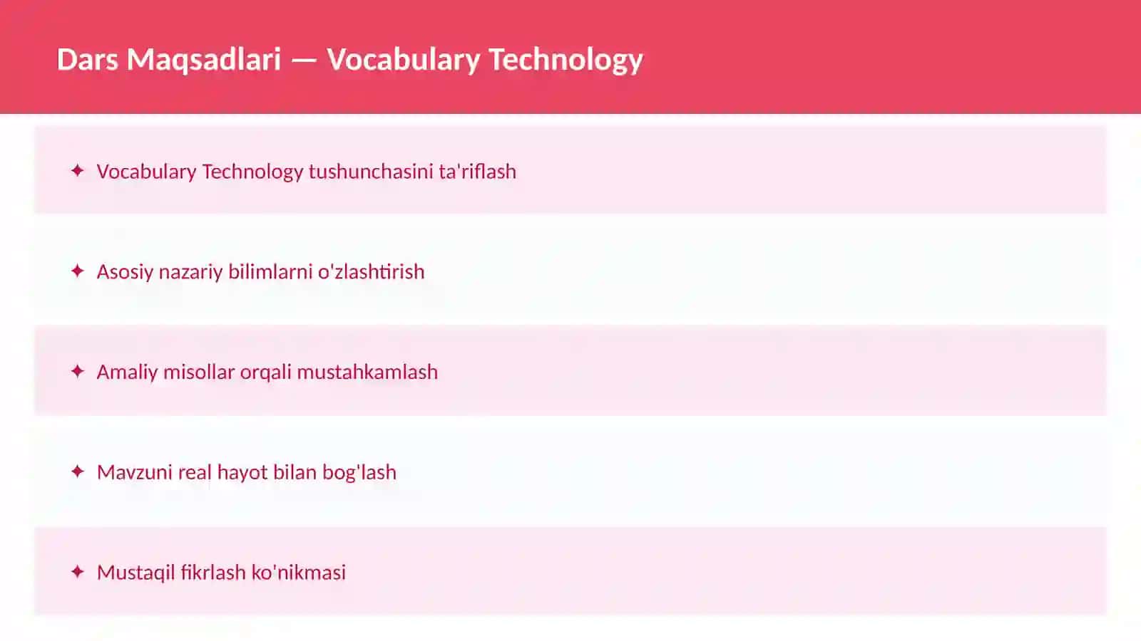 O'qituvchilar va talabalar uchun dars ishlanma 2