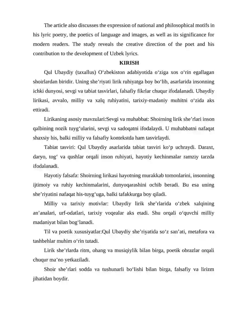 QUL UBAYDIY LIRIKASI 2