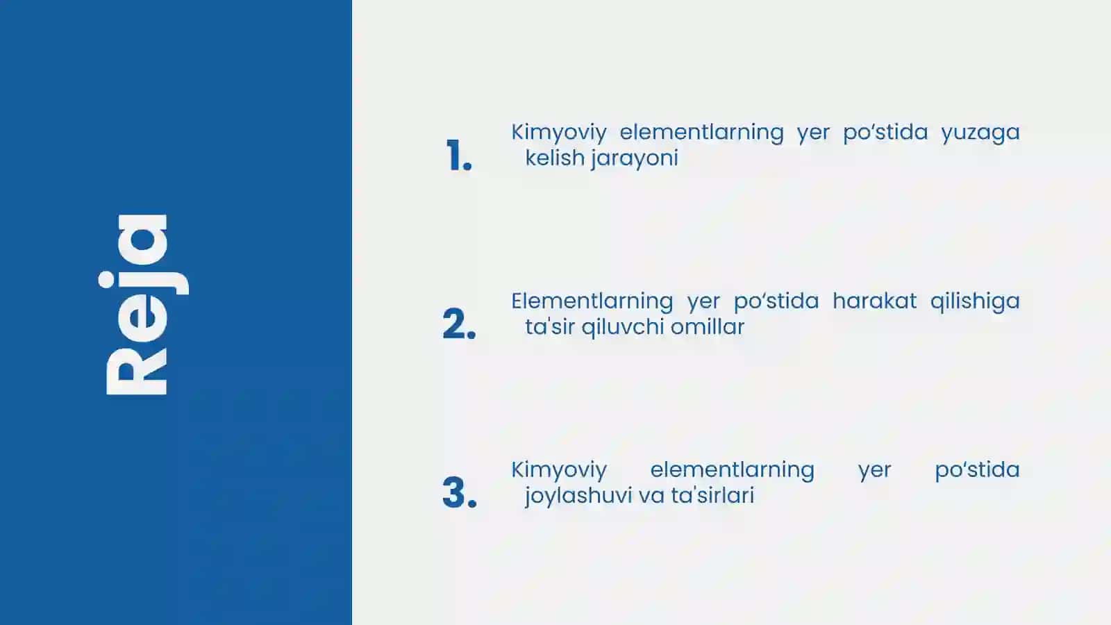 Kimyoviy elementlarining Yer poʻstidagi harakati 2
