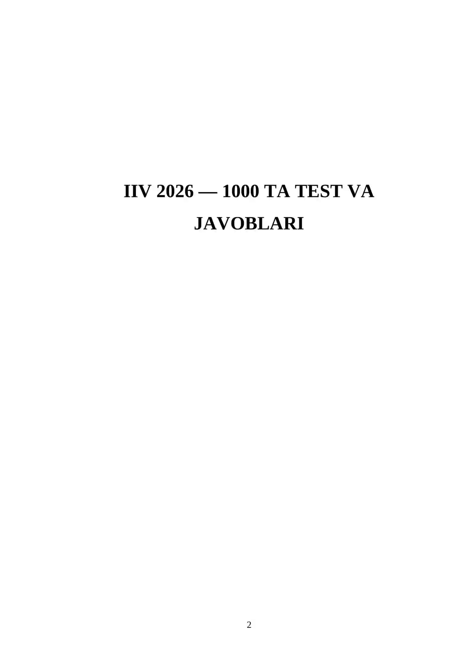 IIV 2026 — 1000 TA TEST VA JAVOBLARI 2