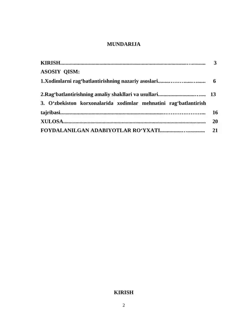 Xodimlar mehnatini rag‘batlantirish – samarali boshqarishning muhim omili sifatida 2