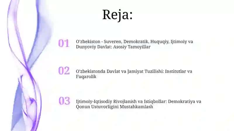 O'zbekiston - Suveren, Demokratik, Huquqiy, Ijtimoiy va Dunyoviy Davlat: Asosiy Tamoyillar 2
