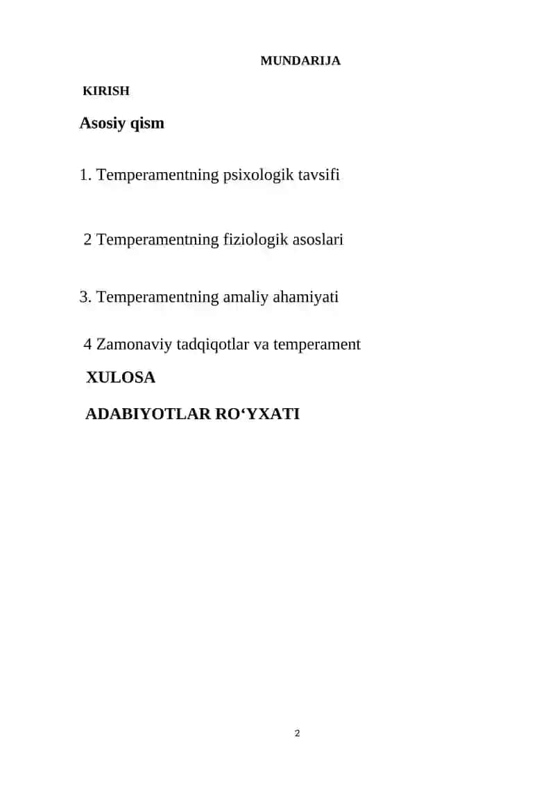 Temperament: uning psixologik tavsifi va fiziologik asoslari 2