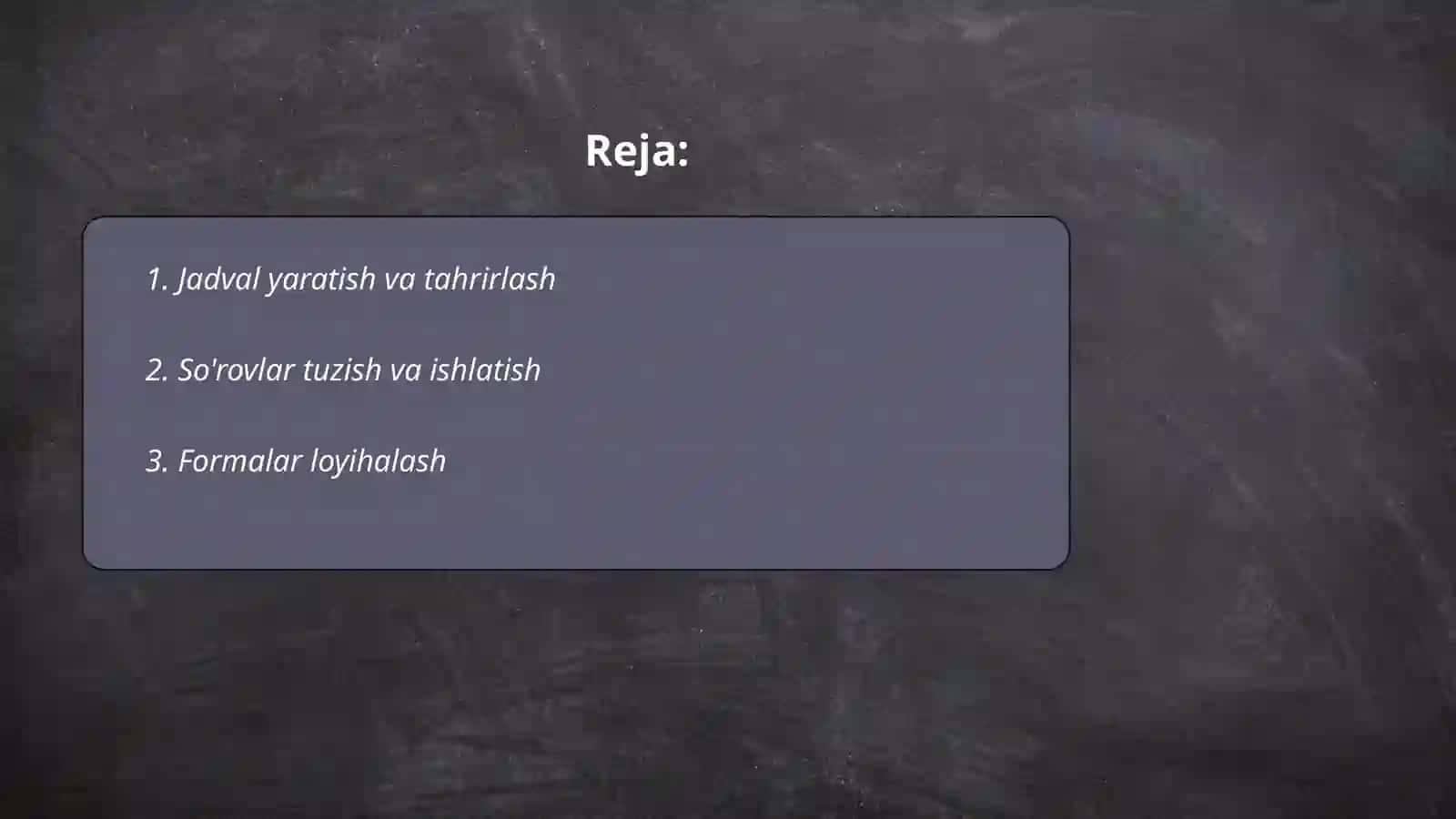 Jadval yaratish va tahrirlash 2