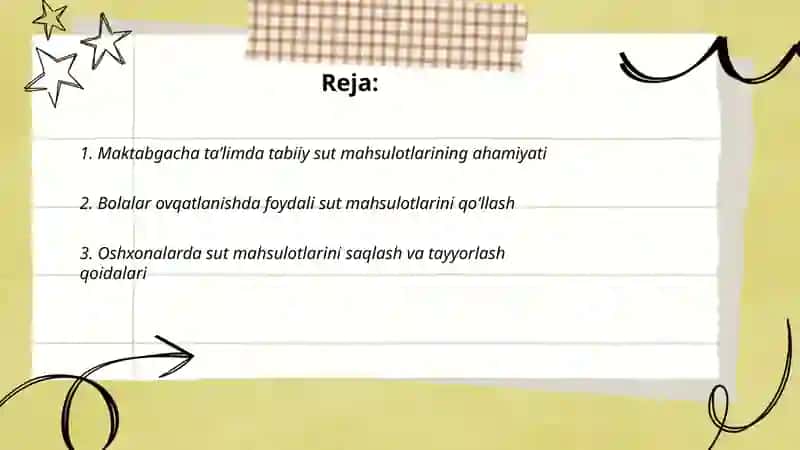 Maktabgacha taʼlimda oshxonalarda foydali tabiiy sut mahsulotlari va meva sabzavotlar 2